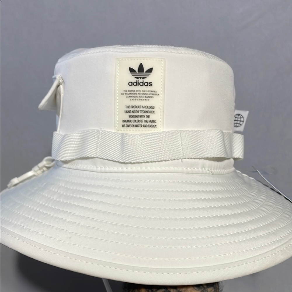 Adidas White Bucket Hat with Trefoil Logo